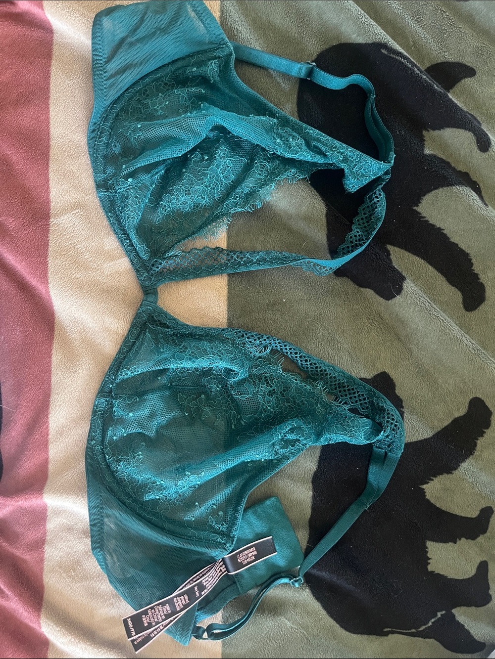 Very Sexy Victoria Secret Sheer Lace Underwire Bra - Teal